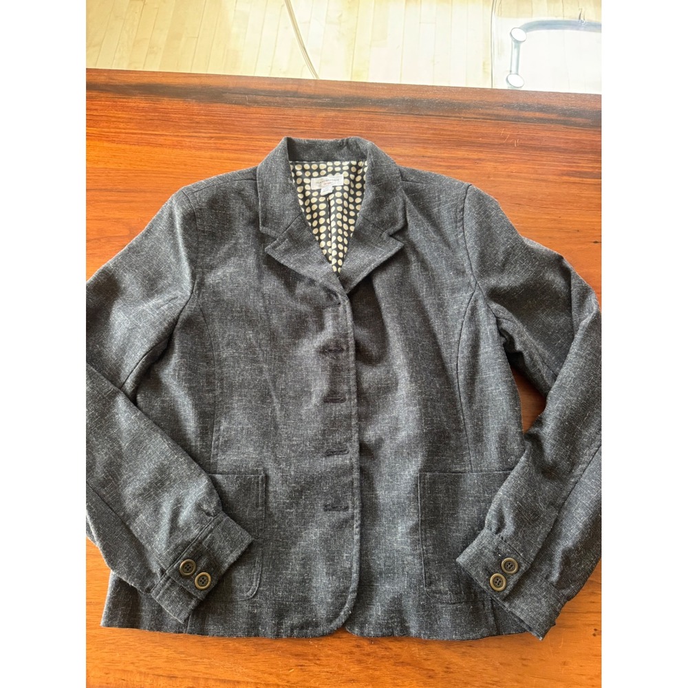 Isaac Mizrahi for Target Gray Blazer Jacket Polka Dot Lining Y2K Tailored Sz 16